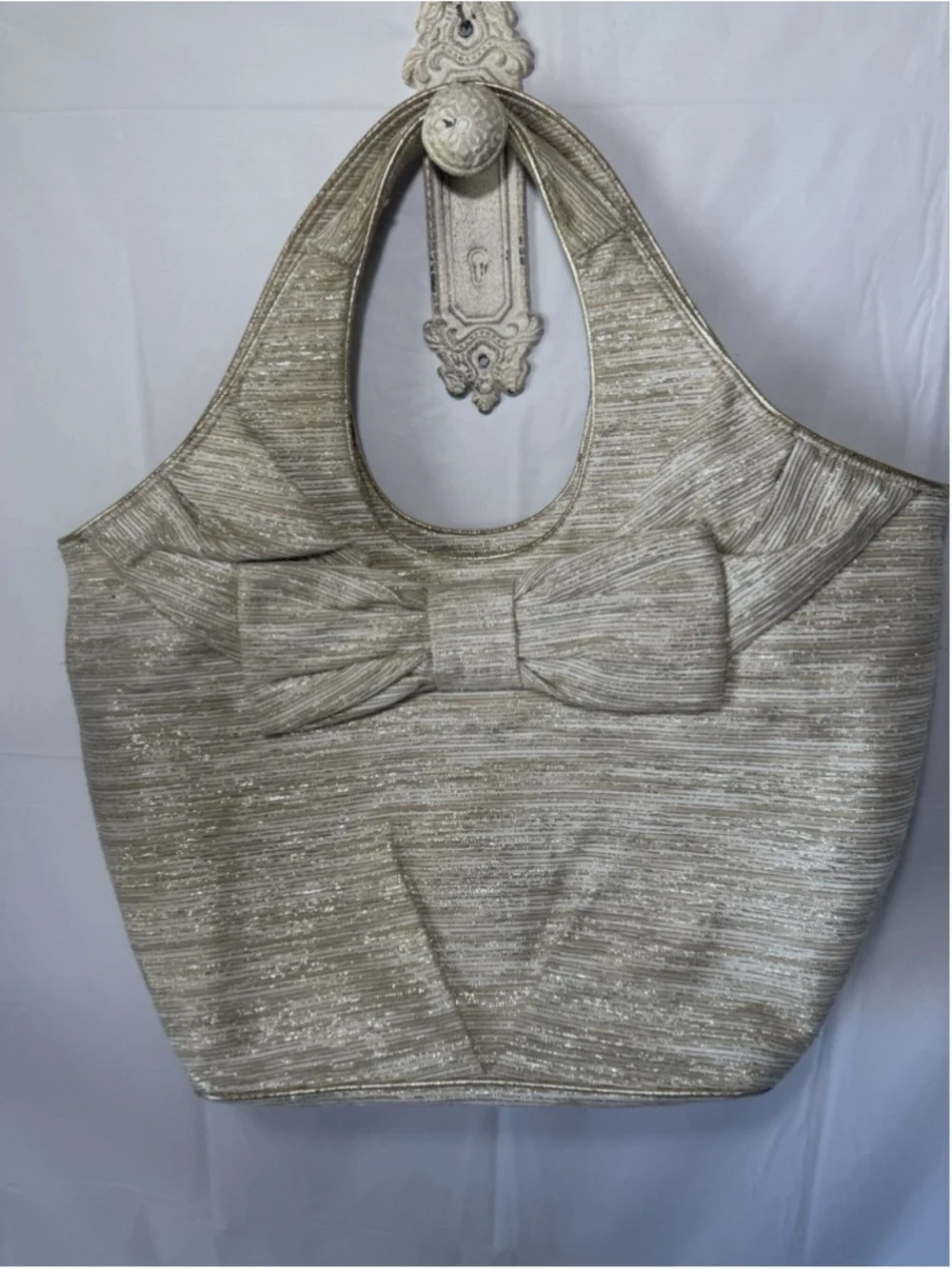 Kate Spade New York Starlight LARGE TATE Gold Metallic shimmer $495 RETAIL RARE